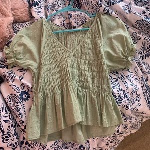 GREEN FANCY RUFFLE TOP!